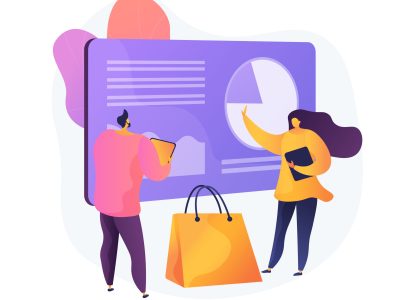 Share in business, dividend calculation, percentage ratio. Contribution size, deposit amount, accounting and audit. Shareholders cartoon characters. Vector isolated concept metaphor illustration.